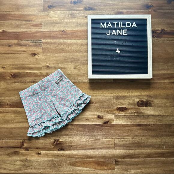Matilda Jane Hello! Lovely New Horizon Floral Shorties Green Pink Knit Shorts 4 - Picture 1 of 4